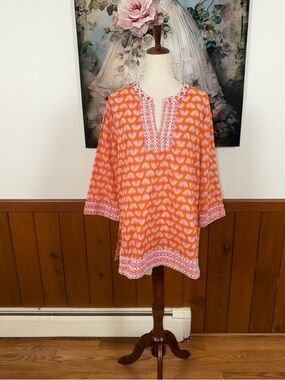 Pretty New Sigrid Olsen Embroidered Fan Print Tunic